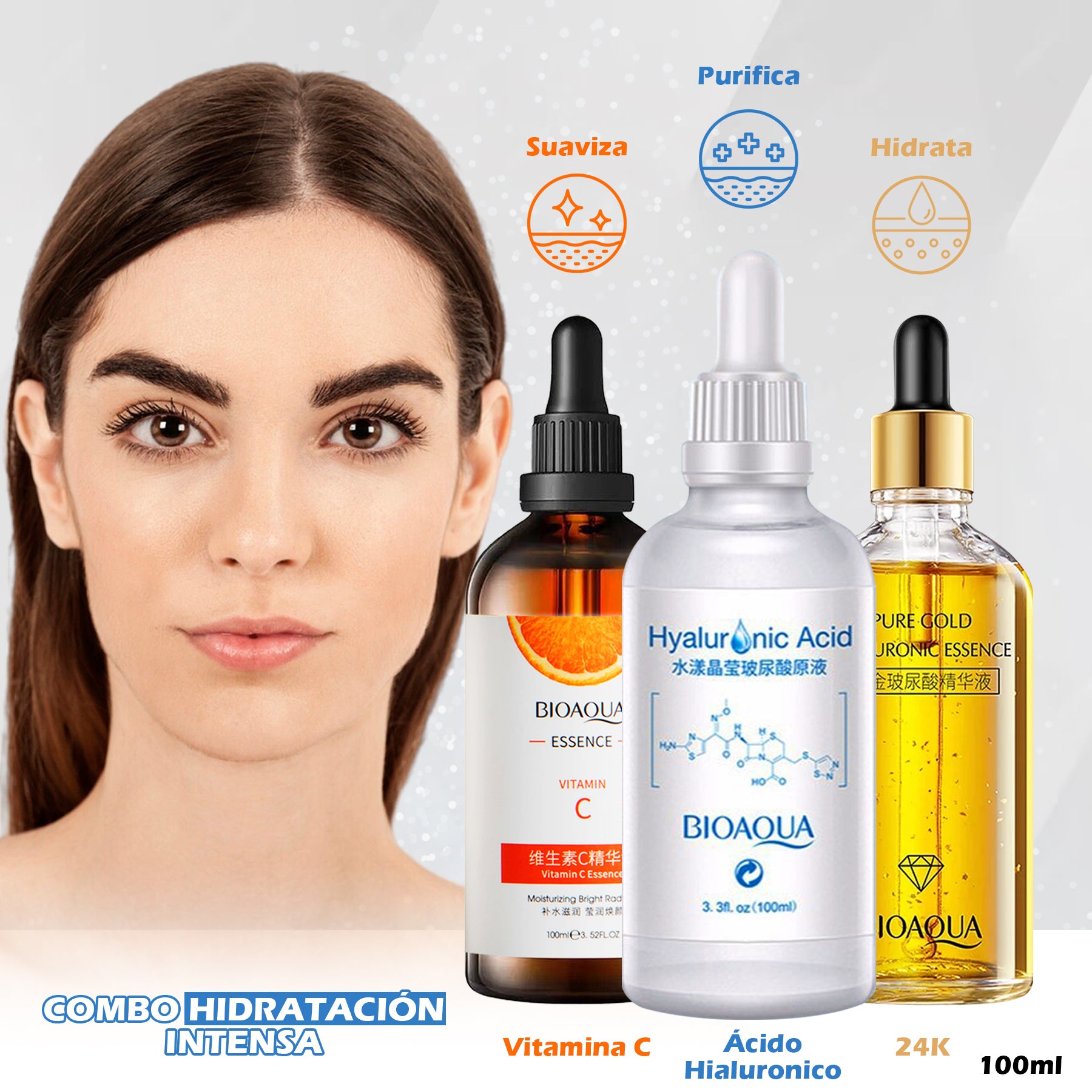 ¡Kit Completo BIOAQUA: Luminosidad, Hidratación y Rejuvenecimiento en 3 Pasos!